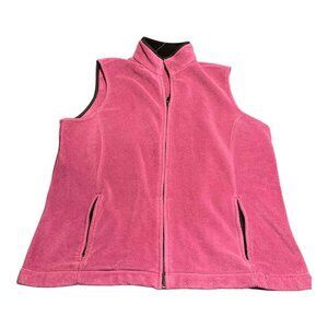 Eddie Bauer Vest Womens Tall 2XL Pink Fleece Full Zip Outdoors Hiking Pockets